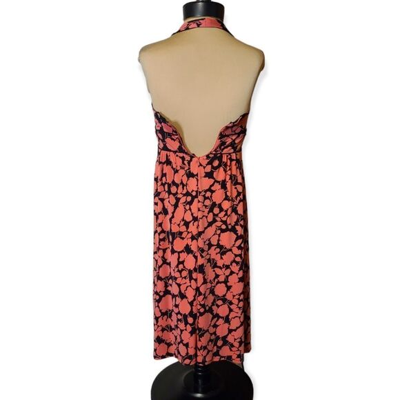 Max & Cleo Halter Dress Floral Orange and Black Size 6 - Picture 3 of 5